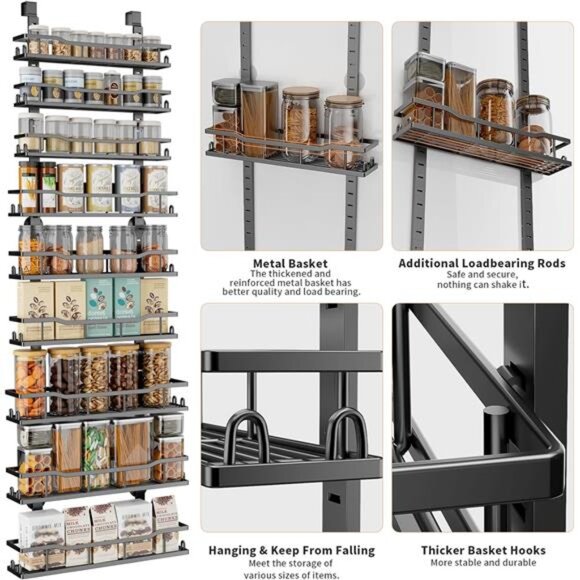 Over Door Pantry Organizer 9 Tier Adjustable Storage Rack Kitchen Bathroom Laund - Picture 5 of 7